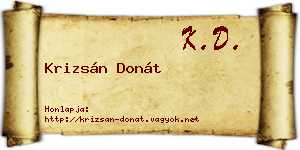 Krizsán Donát névjegykártya